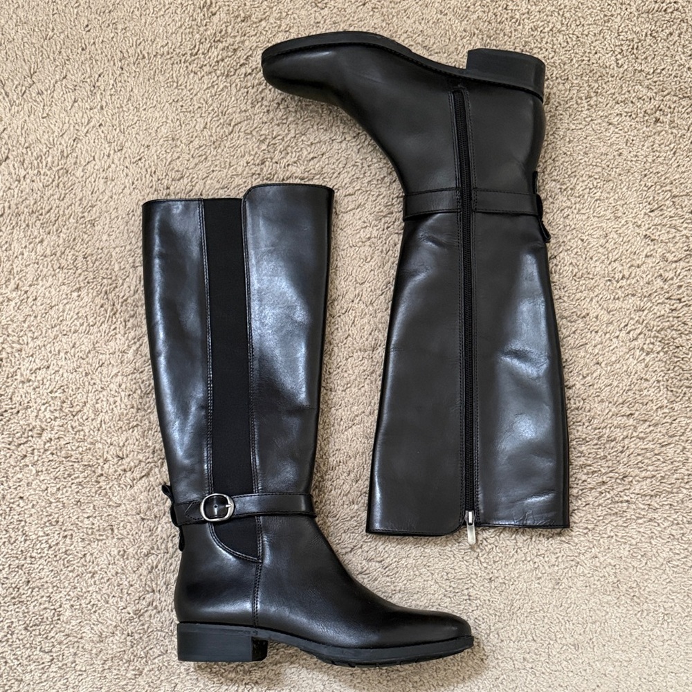 Black Leather Knee-High Boots